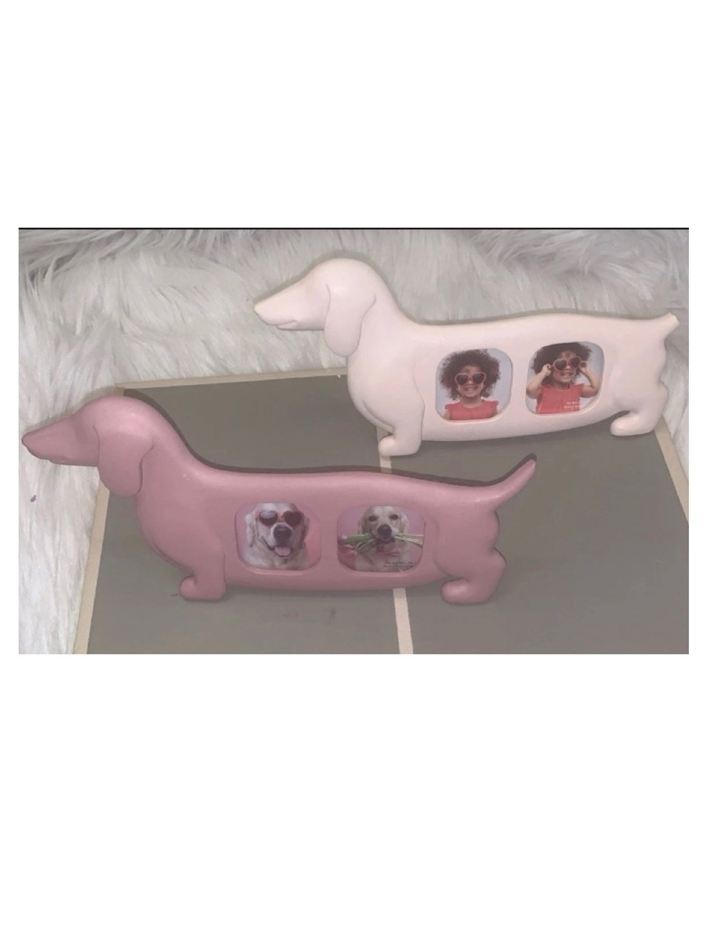 🎆 Set of Dachshund Pink (Light & Dark) Doxie Dog Picture Frames NEW